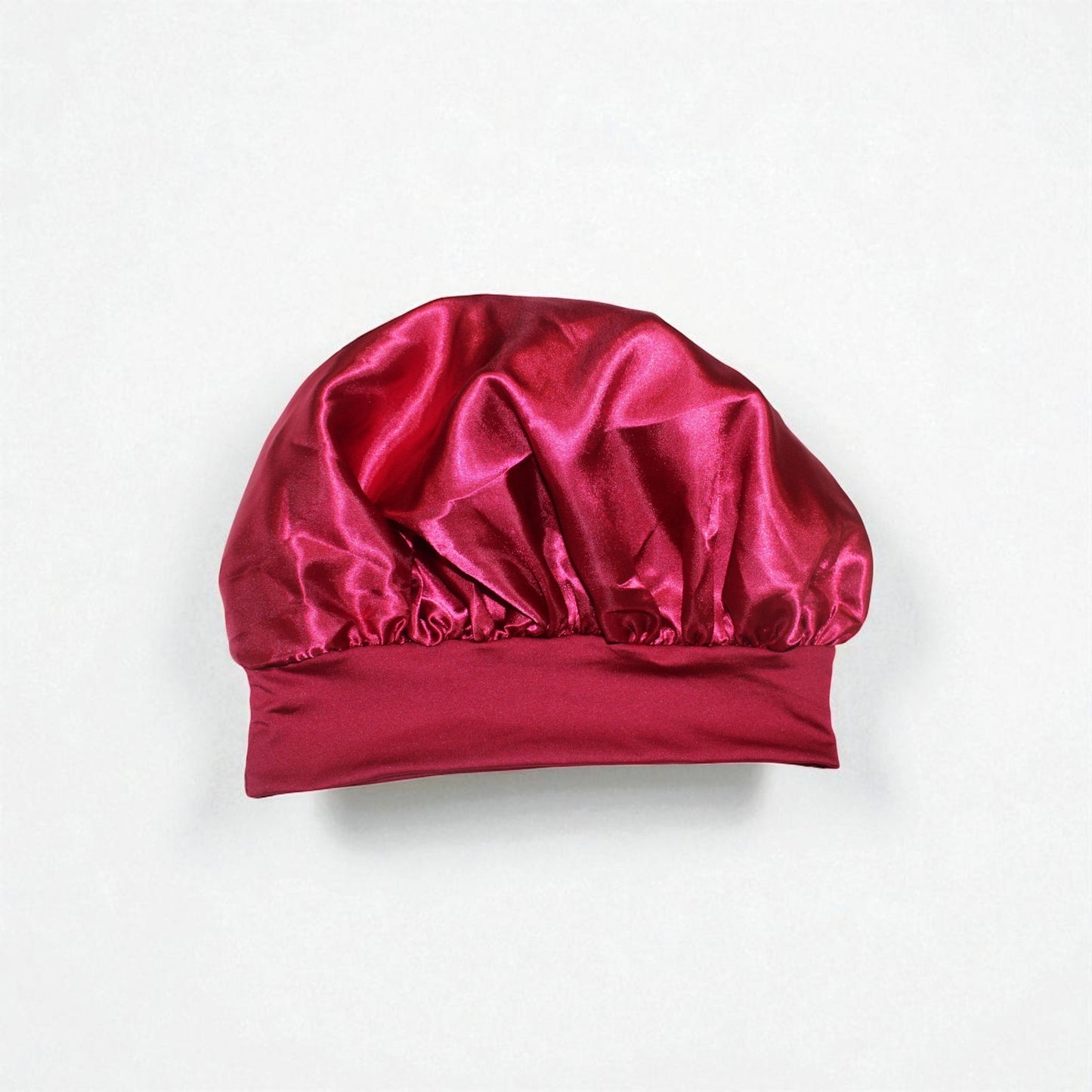 Wine Red Satin Hair Bonnet - Frizz Control & Moisture Protection for All Hair Types
