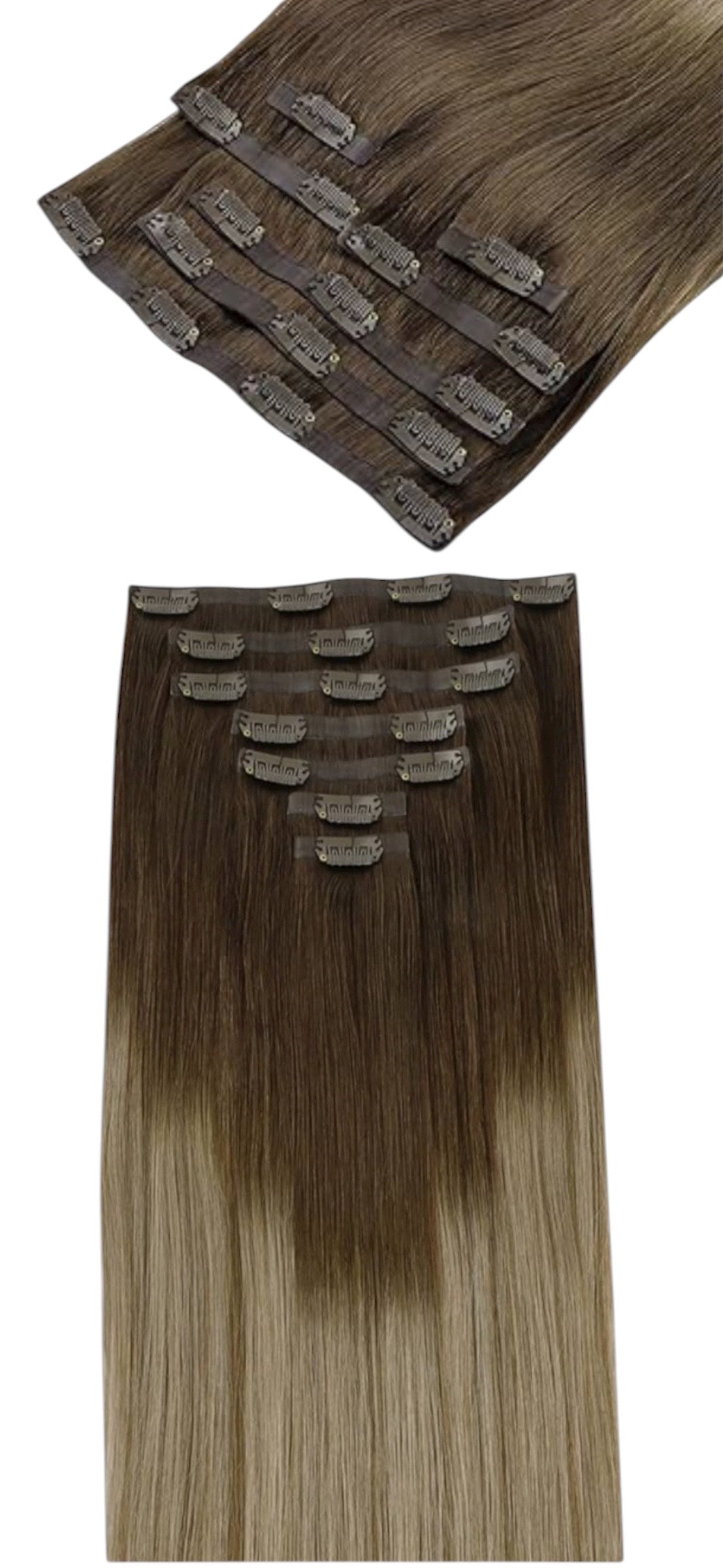 Ombre Walnut Brown To Ash Brown And Bleach Blonde Hair Extensions